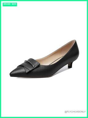 Kitten Heels Pointed Toe Slip On Low Heel Pumps with Bow Detail